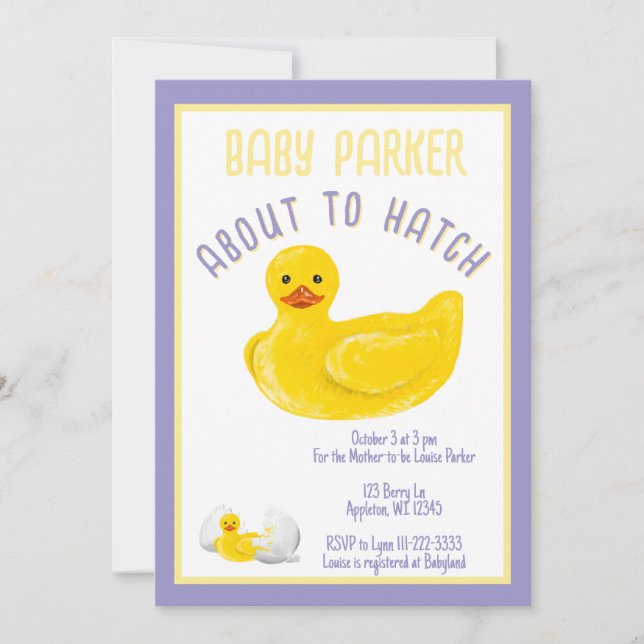 About to Hatch Baby Shower Invitation (Front)