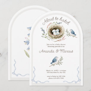 About To Hatch Blue Bird Nest Baby Shower Invitation