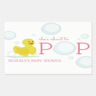 About to Pop Rubber Duck Baby Shower Sticker Pink