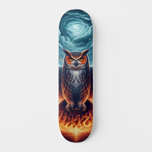Above and Below - Wise Owl Art Skateboard (Front)