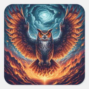 Above and Below - Wise Owl Art Square Sticker
