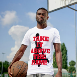 Above The Rim   Basketball Phrase with Orange Text T-Shirt