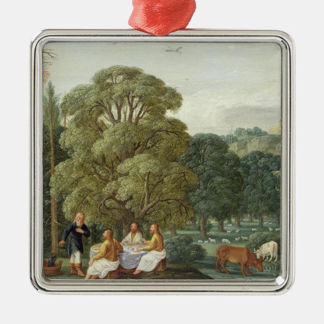Abraham entertaining the Three Angels Metal Tree Decoration (Front)