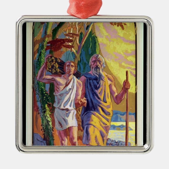 Abraham going to offer Isaac his son Metal Tree Decoration (Front)