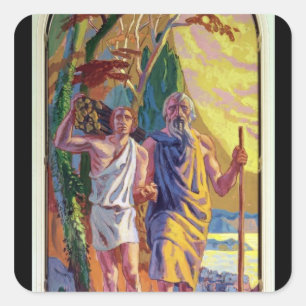 Abraham going to offer Isaac his son Square Sticker