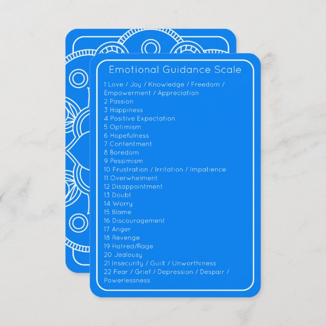 Abraham Hicks Blue Emotional Guidance Scale  Card (Front/Back)