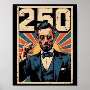 Abraham Lincoln 250th Birthday Retro Independence  Poster
