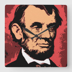 ABRAHAM LINCOLN 2 SQUARE WALL CLOCK