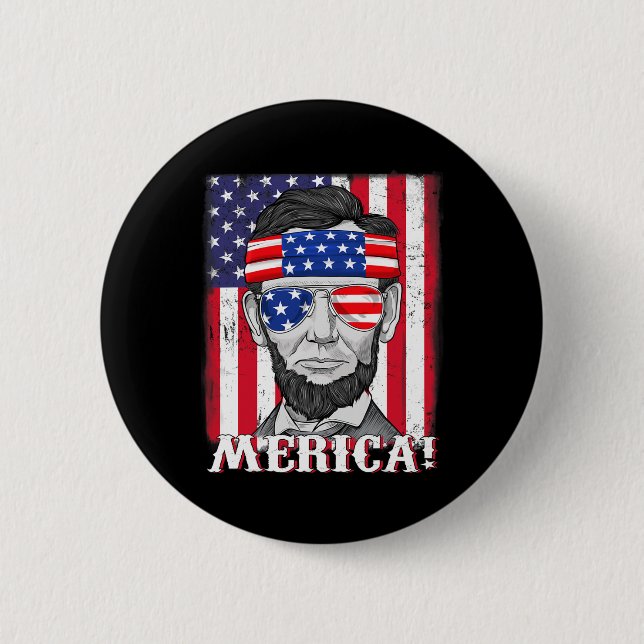 Abraham Lincoln 4th Of July Merica American Flag B 6 Cm Round Badge (Front)