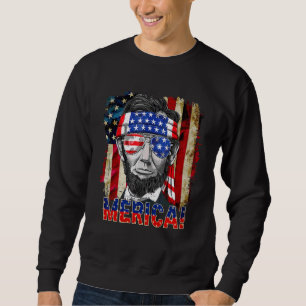 Abraham Lincoln 4th Of July Merica American Flag M Sweatshirt