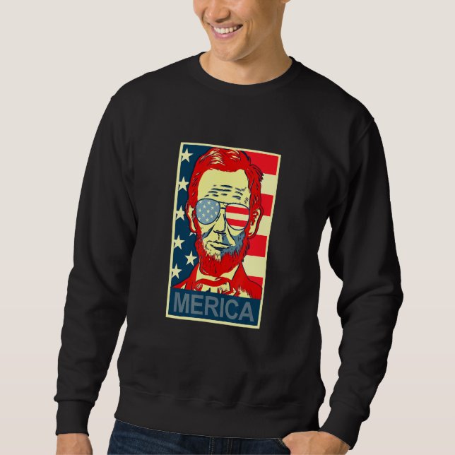 Abraham Lincoln 4th Of July Merica Design Tee (Front)