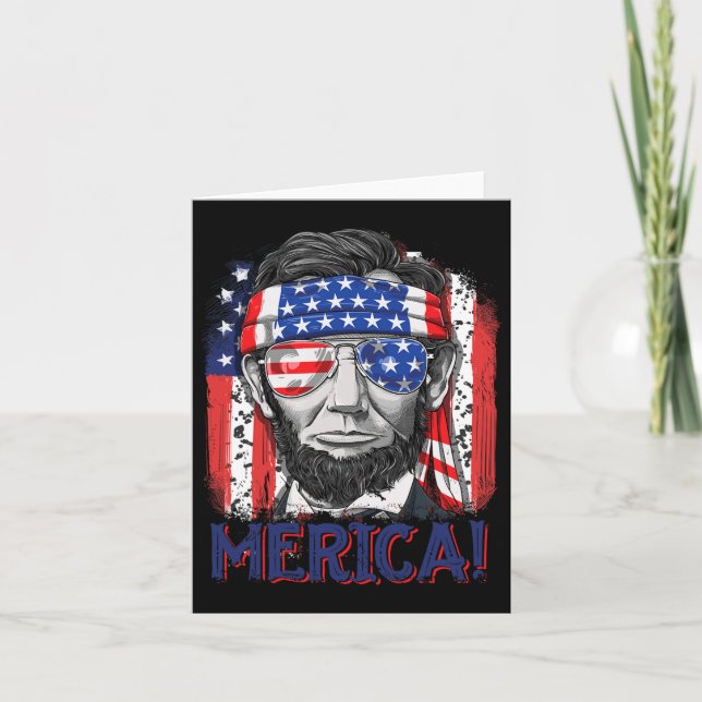 Abraham Lincoln 4th Of July Merica Men Women Ameri Card (Front)