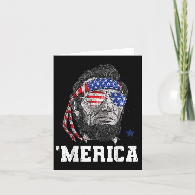 Abraham Lincoln 4th Of July Merica Men Women Ameri Card (Front)