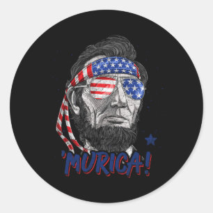 Abraham Lincoln 4th Of July Murica Men Women Ameri Classic Round Sticker