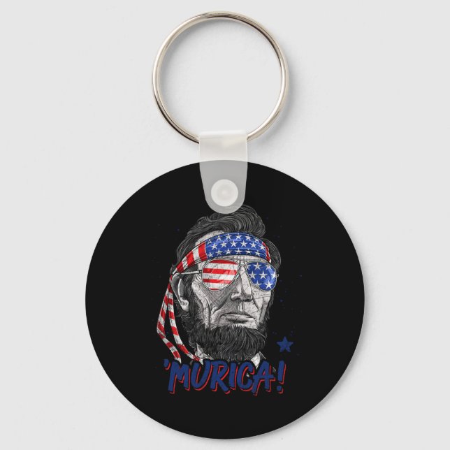 Abraham Lincoln 4th Of July Murica Men Women Ameri Key Ring (Front)