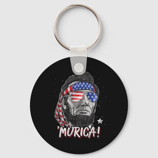 Abraham Lincoln 4th Of July Murica Men Women Ameri Key Ring (Front)