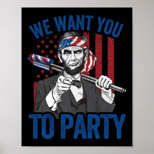 Abraham Lincoln 4th Of July Shirt Men American Usa Poster
