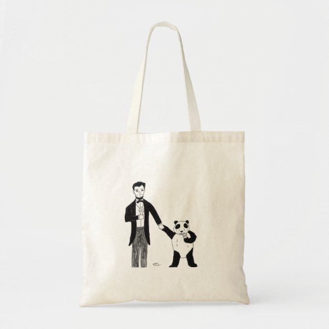 Abraham Lincoln and a Panda Enjoying Ice Cream Tote Bag (Front)