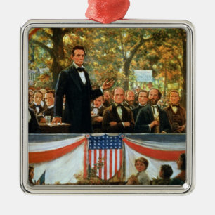 Abraham Lincoln and Stephen A. Douglas Metal Tree Decoration