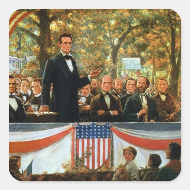 Abraham Lincoln and Stephen A. Douglas Square Sticker (Front)
