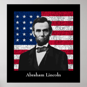 Abraham Lincoln and The American Flag Poster