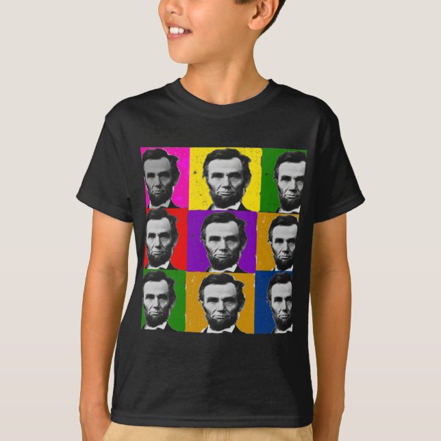 Abraham Lincoln Art Gifts---Unique 9 Photos T-Shirt (Front)