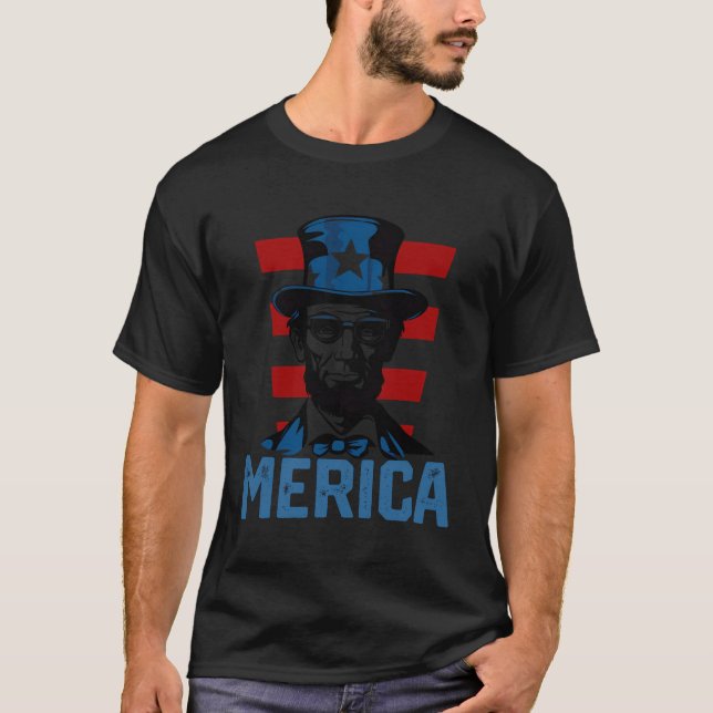 Abraham Lincoln Fourth 4Th Of July American Flag U T-Shirt (Front)