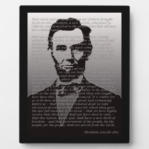 Abraham Lincoln & Gettysburg Address Plaque