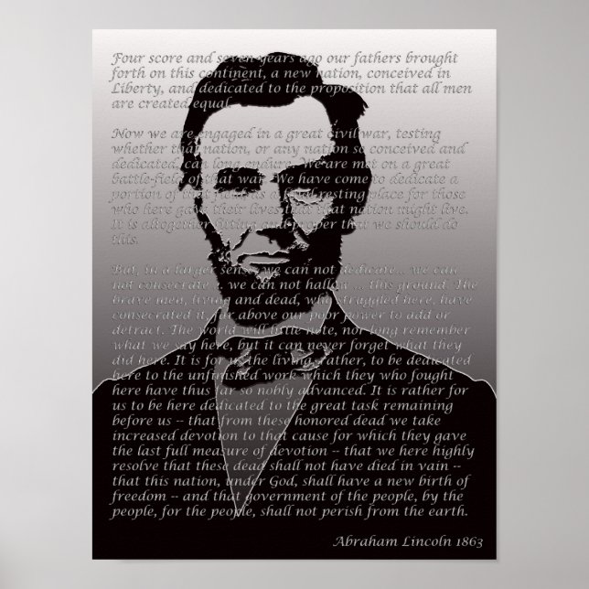 Abraham Lincoln Gettysburg Address Portrait Poster (Front)