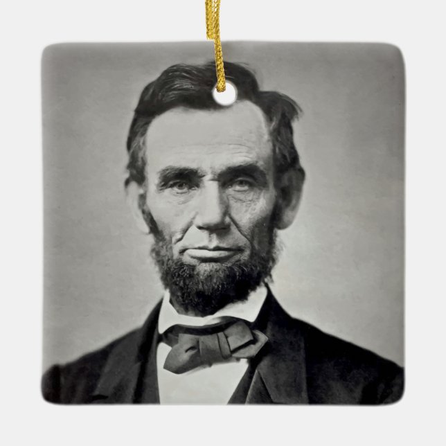 Abraham Lincoln Gettysburg Portrait Ceramic Tree Decoration (Front)