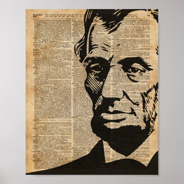 Abraham Lincoln Historical Vintage Dictionary Art Poster (Front)