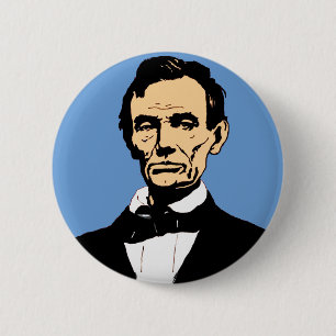 Abraham Lincoln Illustration on Blue 6 Cm Round Badge