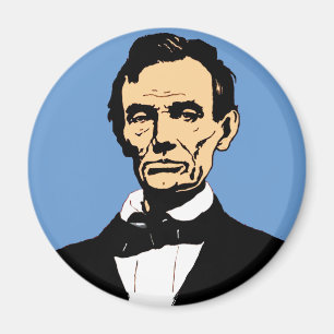 Abraham Lincoln Illustration on Blue Magnet