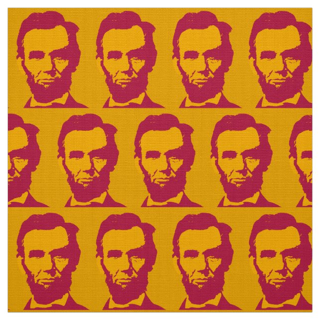 Abraham Lincoln in Pop Art Orange & Red Fabric (Swatch)
