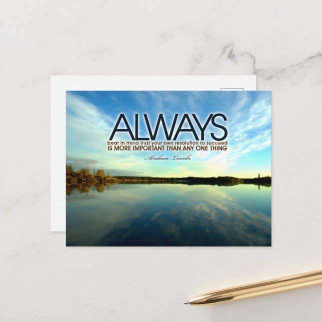 Abraham Lincoln Inspirational Quote "Always" Postcard (Front/Back In Situ)