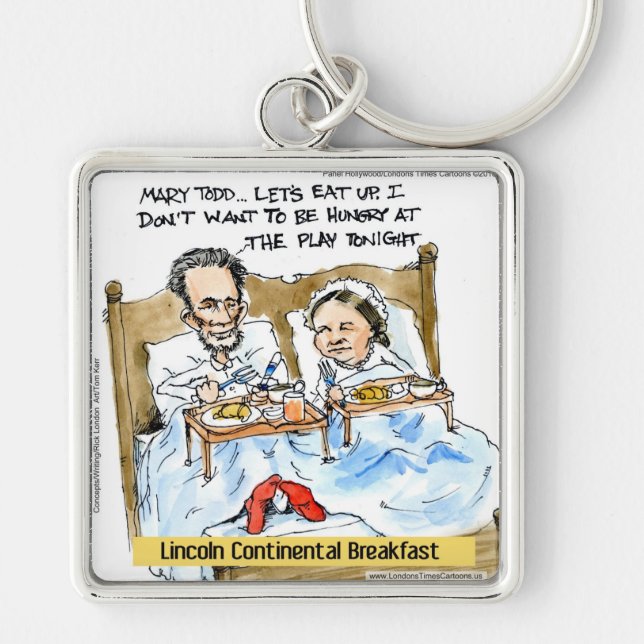 Abraham Lincoln & Mary Todd Breakfast In Bed Key Ring (Front)
