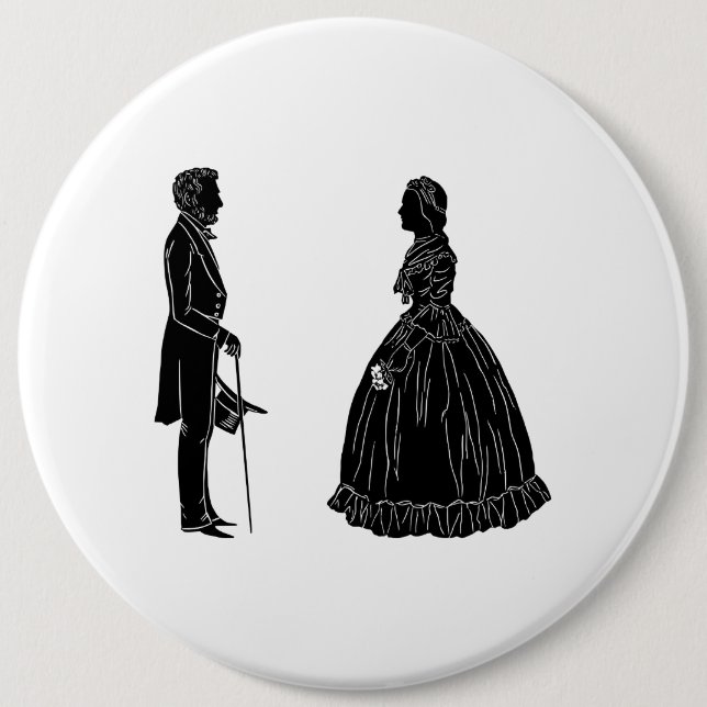 abraham lincoln mary todd lincoln silhouette 6 cm round badge (Front)