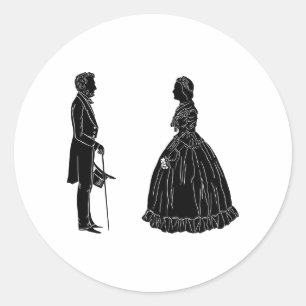 abraham lincoln mary todd lincoln silhouette classic round sticker