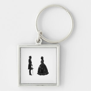 abraham lincoln mary todd lincoln silhouette key ring