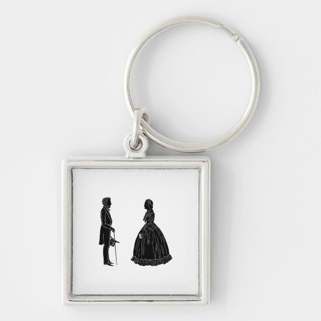abraham lincoln mary todd lincoln silhouette key ring (Front)