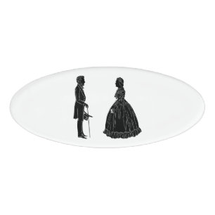 abraham lincoln mary todd lincoln silhouette name tag