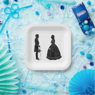 abraham lincoln mary todd lincoln silhouette paper plate