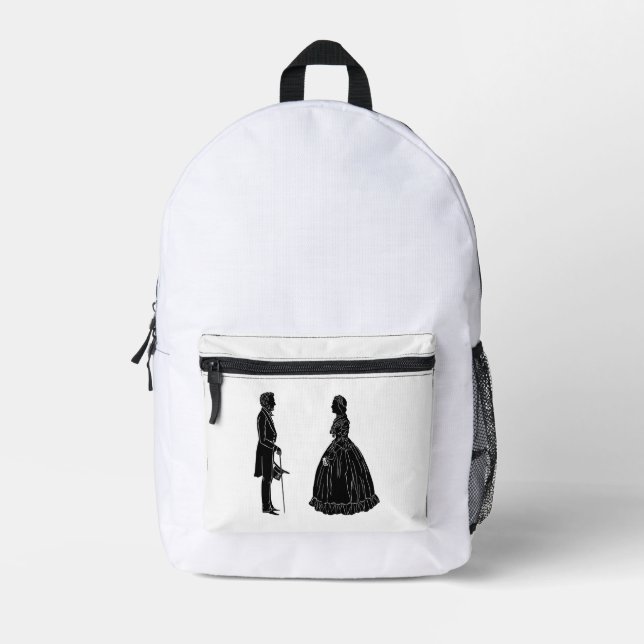 abraham lincoln mary todd lincoln silhouette printed backpack (Front)