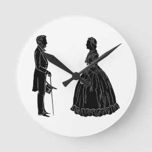 abraham lincoln mary todd lincoln silhouette round clock