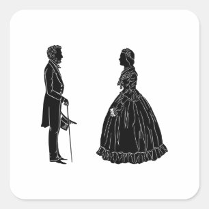 abraham lincoln mary todd lincoln silhouette square sticker