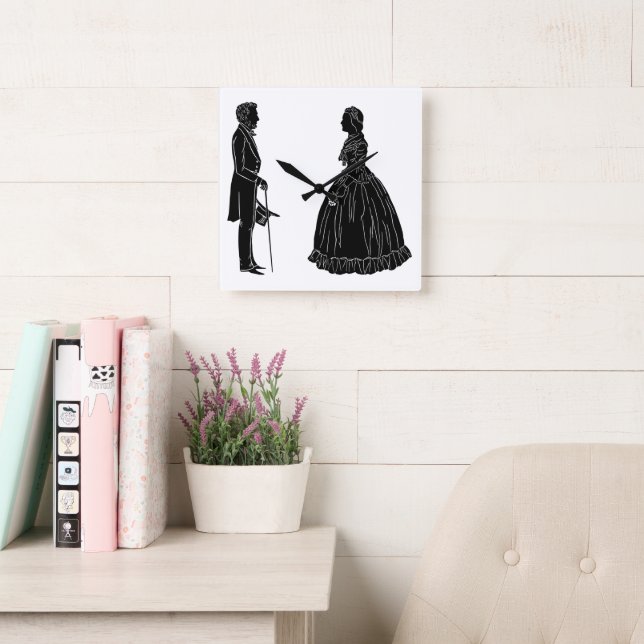 abraham lincoln mary todd lincoln silhouette square wall clock (Reading Room)