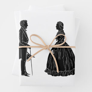 abraham lincoln mary todd lincoln silhouette wrapping paper sheet