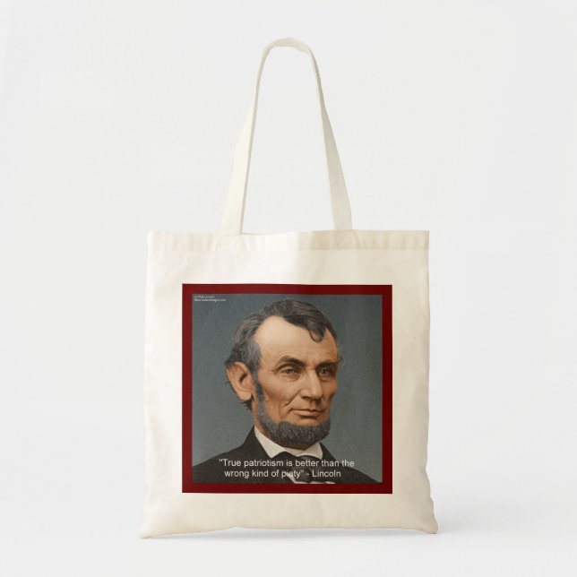 Abraham Lincoln & Patriotic Quote Tote Bag (Front)