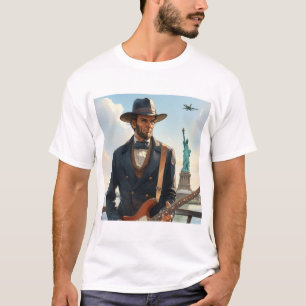 Abraham Lincoln Playing Electric Bass Stat Liberty T-Shirt
