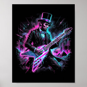 Abraham Lincoln Playing Electric Guitar Abe Funny Poster
